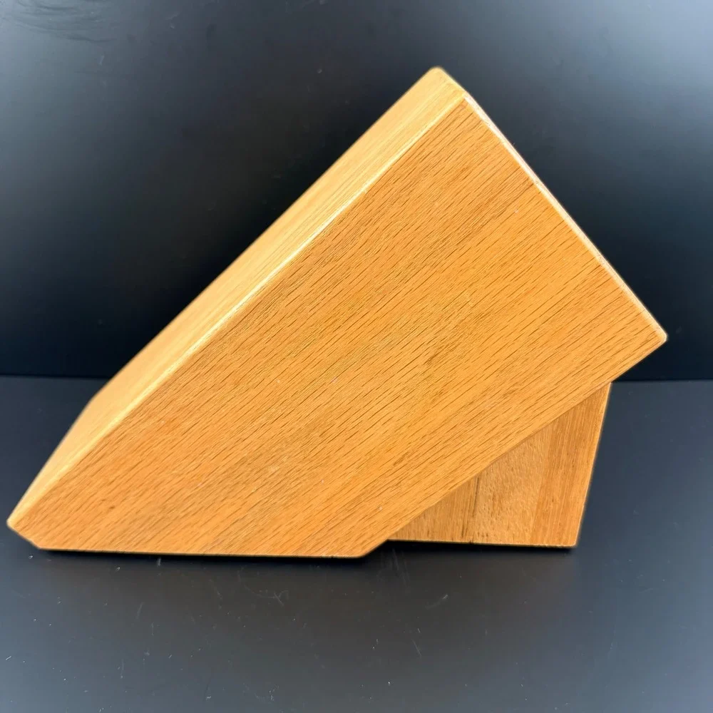 Cutco 7-Slot Honey Oak Wood Knife Block Holder Storage Made in USA